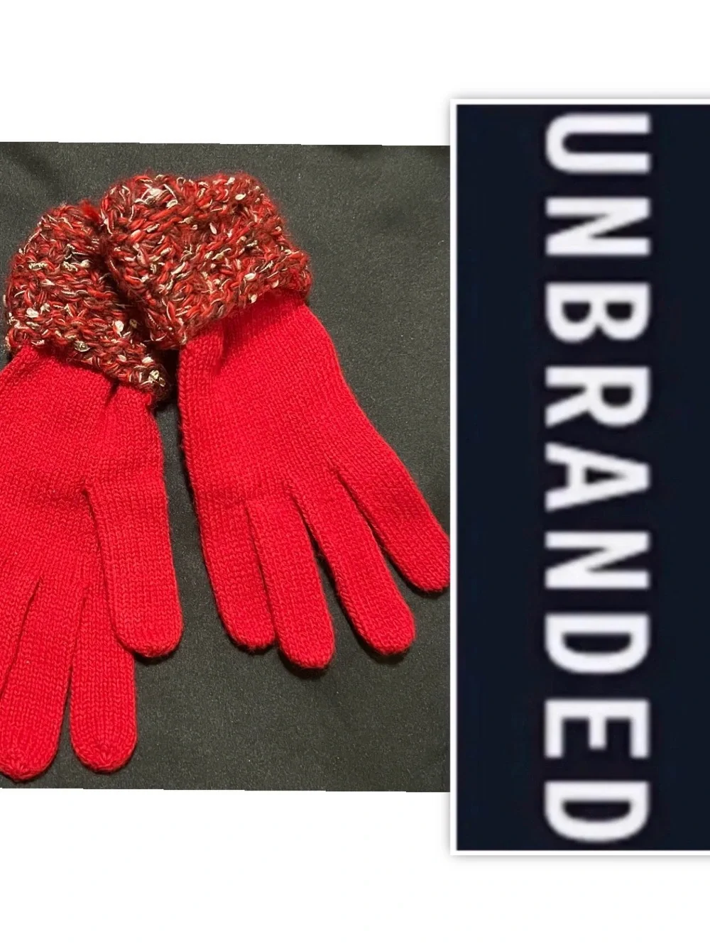 UNBRANDED Red Festive Knit Gloves
